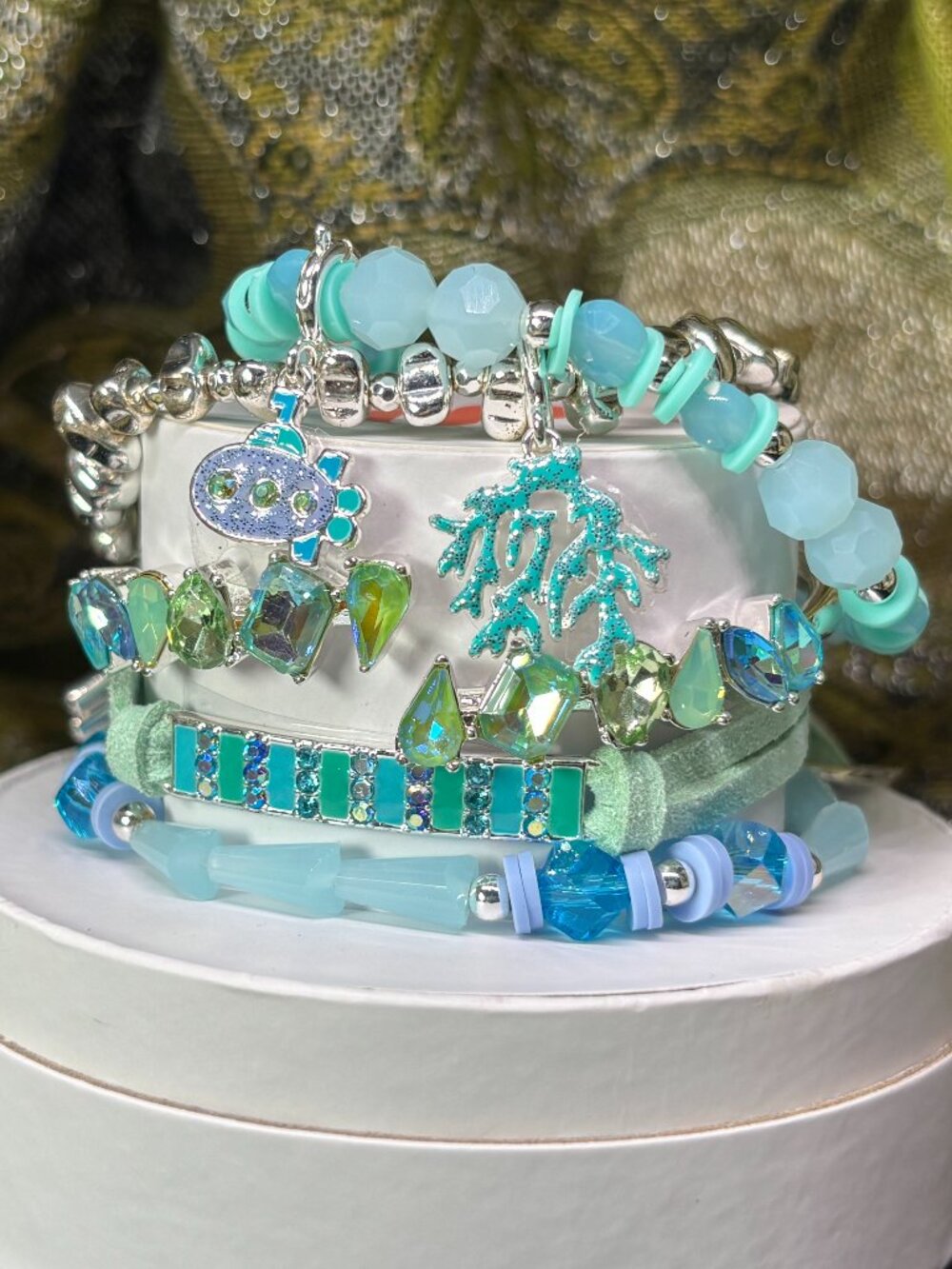 Bomb Party "Just Keep Swimming" Summer Stacks 5 Bracelet Stack Set with Submarin
